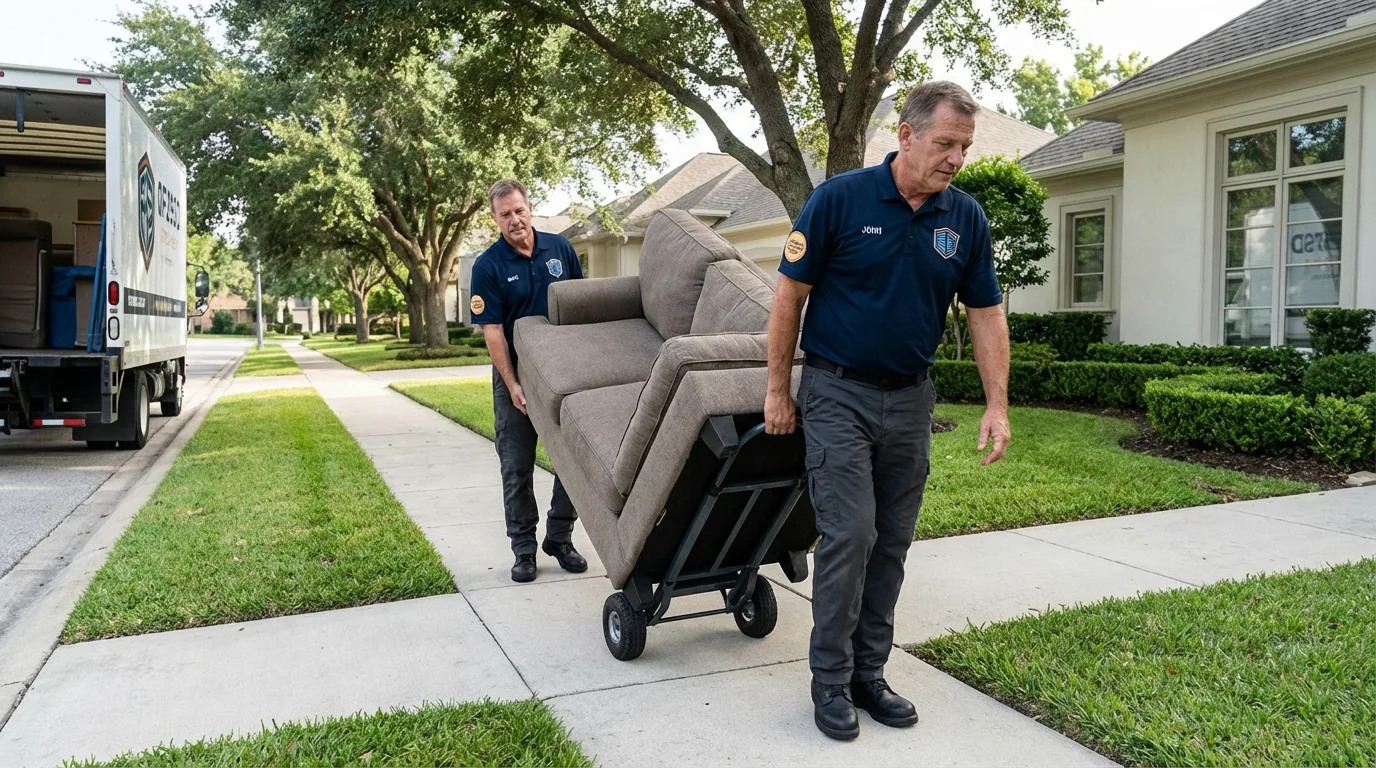 Local residential moving crew loading furniture in Warren, OR